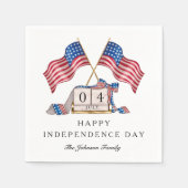 愛国的な米国の国旗7月4日 スタンダードカクテルナプキン (正面)
