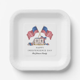 愛国的な米国の国旗7月4日 ペーパープレート