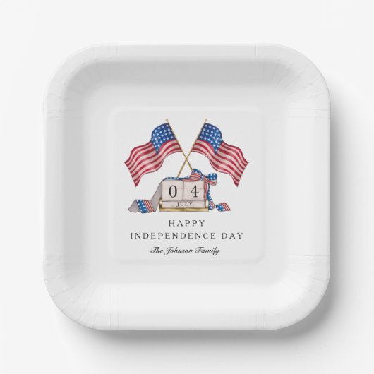愛国的な米国の国旗7月4日 ペーパープレート (正面)