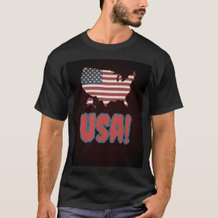 愛国的な米国の地図デザインとはっきりしたレタリング Tシャツ