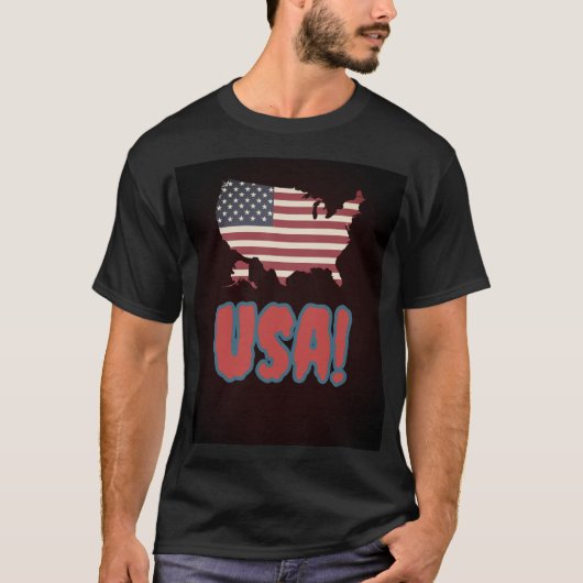愛国的な米国の地図デザインとはっきりしたレタリング Tシャツ (正面)