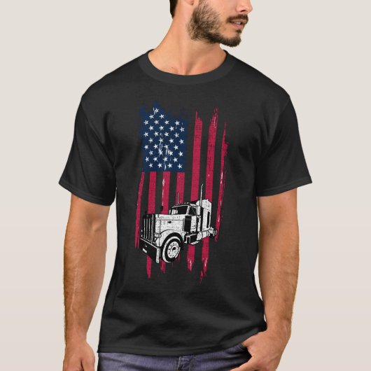 愛国的な米国アメリカのトラック運転手のドライバーシャツ Tシャツ (正面)