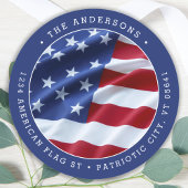 愛国的な米国アメリカ国旗のブルー差出人住所 ラウンドシール