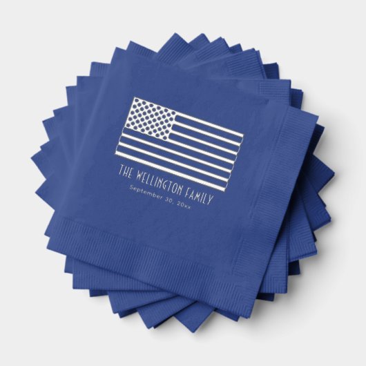 愛国的な米国アメリカ国旗の名前日付 箔ナプキン (インサイチュ (積み重ね))