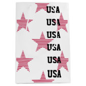 愛国的な米国スターズオリンピックスポーツ赤白青 ミディアムペーパーバッグ (正面)