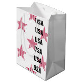 愛国的な米国スターズオリンピックスポーツ赤白青 ミディアムペーパーバッグ (裏面アングル)