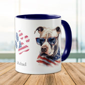 愛国的な米国国旗のピットブル犬 マグカップ