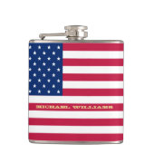 愛国的な米国国旗のモノグラムの誕生日 フラスク (正面)