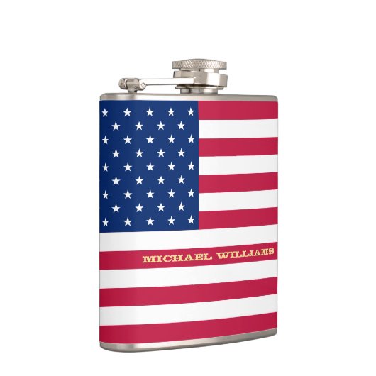 愛国的な米国国旗のモノグラムの誕生日 フラスク (右)