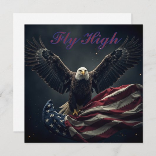 愛国的な米国国旗のワシ シーズンカード (正面/裏面)