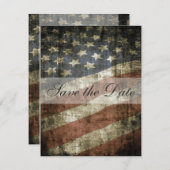愛国的な米国国旗のヴィンテージ結婚式の日付を保存 セーブザデート (正面/裏面)