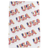 愛国的な米国国旗の抱き枕 ミディアムペーパーバッグ (裏面)