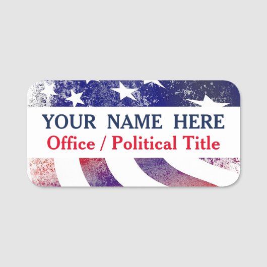 愛国的な米国国旗の政治運動 名札 (正面)