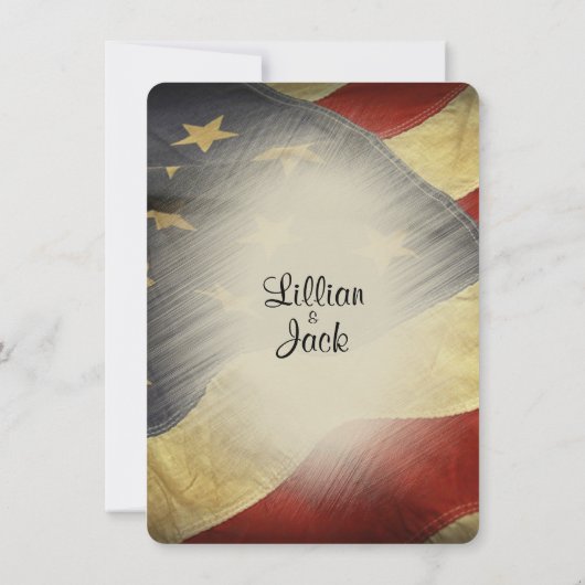 愛国的な米国国旗の結婚式招待状 招待状 (裏面)