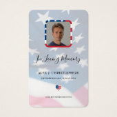 愛国的な米国国旗の軍隊写真葬式カード (正面)