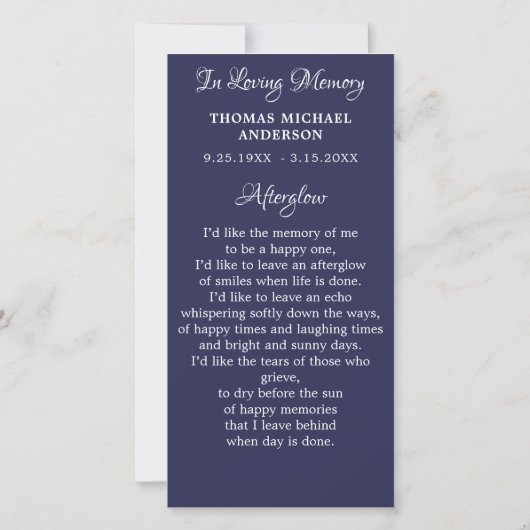 愛国的な米国国旗の追悼式祈りの言葉ブックマーク (裏面)