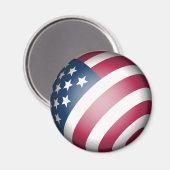 愛国的な米国国旗、地図とグローブラウンド赤白青 マグネット (正面/裏面)