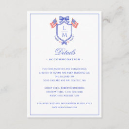 愛国的な米国旗のクレスト | モノグラムの結婚式の詳細 エンクロージャーカード