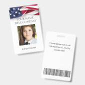 愛国的な米国旗テンプレート 社員写真 名前 ID バッジ (正面&裏面)