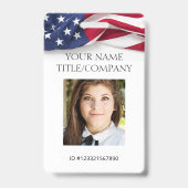 愛国的な米国旗テンプレート 社員写真 名前 ID バッジ (正面)