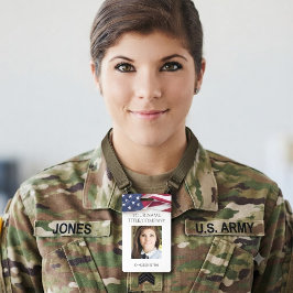 愛国的な米国旗テンプレート 社員写真 名前 ID バッジ