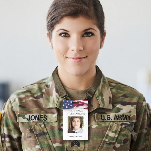 愛国的な米国旗テンプレート 社員写真 名前 ID バッジ