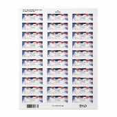 愛国的な米国赤白青国旗の差出人住所 ラベル (フルシート)