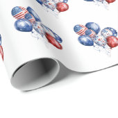 愛国的な米国赤白青国旗の風船 ラッピングペーパー (ロールコーナー)