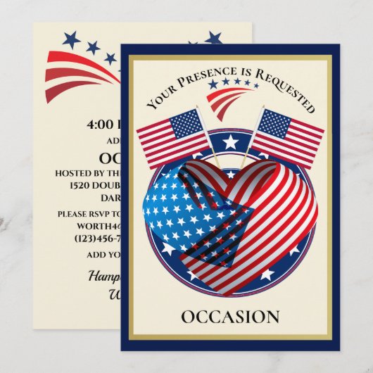 愛国的な米国 招待状 (正面/裏面)