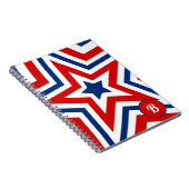 愛国的な紅白と青の星モノグラム ノートブック (右側)