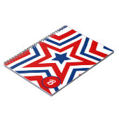 愛国的な紅白と青の星モノグラム ノートブック (左側)