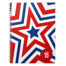 愛国的な紅白と青の星モノグラム