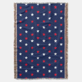 愛国的な紅白のネイビーブルーの星のパタモダンーン スローブランケット (正面縦)