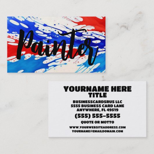 愛国的な紅白青の画家 名刺 (正面/裏面)