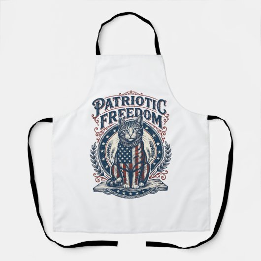 愛国的な納屋の猫ベクターグラフィックTシャツ_1 エプロン (正面)
