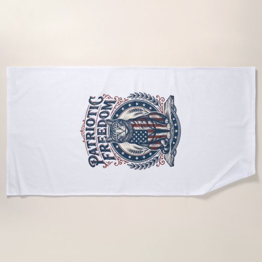 愛国的な納屋の猫ベクターグラフィックTシャツ_1 ビーチタオル (正面)