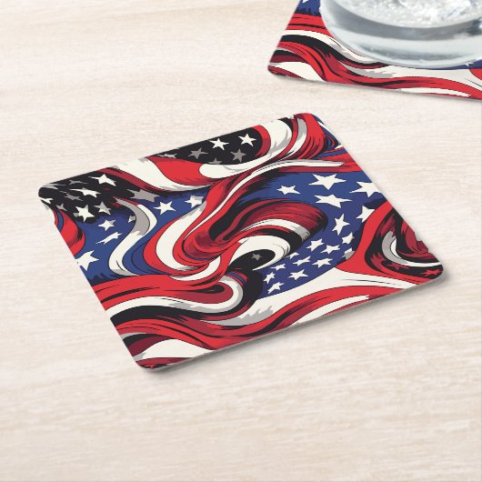 愛国的な紙コースター スクエアペーパーコースター (アングル)