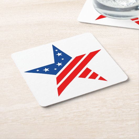 愛国的な紙スタードリンクコースター スクエアペーパーコースター (アングル)