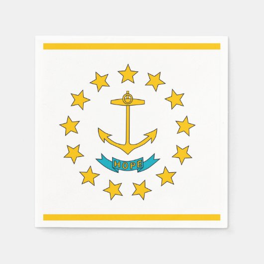 愛国的な紙ナプキンとロードアイランド国旗 スタンダードカクテルナプキン (正面)