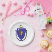 愛国的な紙プレートとマサチューセッツ州旗 ペーパープレート (パーティー)