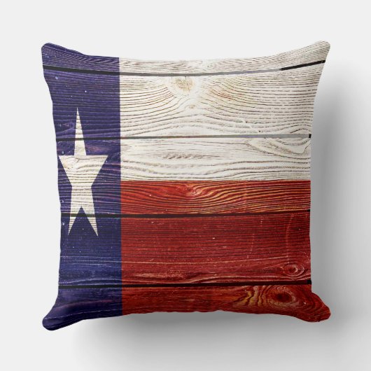 愛国的な素朴な木製テキサス州旗 クッション (裏面)