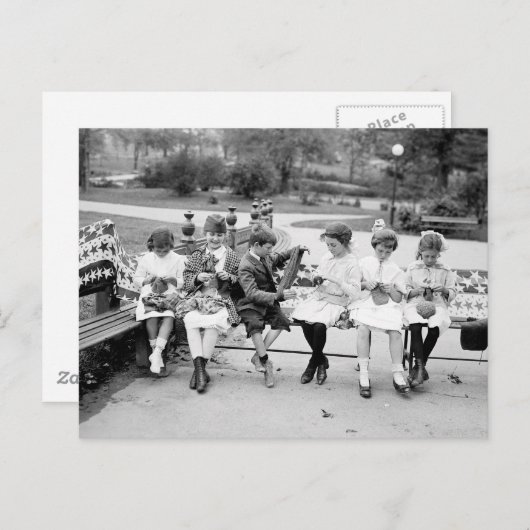 愛国的な編み物ビー、1900年代初期 ポストカード (正面/裏面)