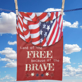 愛国的な自由な赤白青の掩蔽壕 キッチンタオル