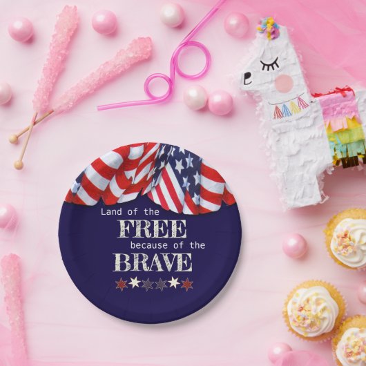 愛国的な自由な赤白青の掩蔽壕 ペーパープレート (パーティー)