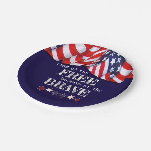愛国的な自由な赤白青の掩蔽壕 ペーパープレート (アングル)
