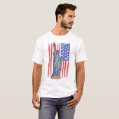 愛国的な自由の女神 アメリカ国旗 NYC デザイン Tシャツ (正面フル)