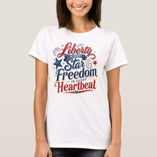 愛国的な自由タイポグラフィ Tシャツ (正面)