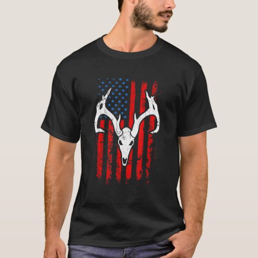 愛国的な船首ハンター鹿狩りアメリ Tシャツ (正面)
