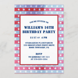 愛国的な色あせたアメリカ国旗の赤、白い青 招待状