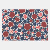 愛国的な花のパターン7月4日パーティー ラッピングペーパーシート (正面3)